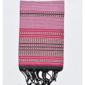 Fouta arabesque rose fuchsia avec rayures
