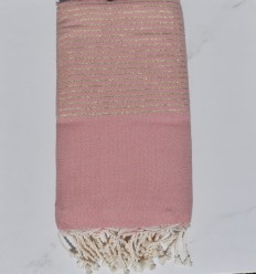 Jeté vieux rose avec lurex doré