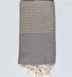 Jeté de canapé taupe et lurex doré