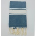 Fouta Plate bleu cobalt avec bandes blanche