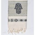 Fouta khomsa bleu marine