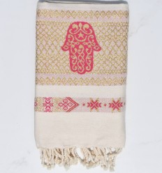 Fouta khomsa rose fuchsia