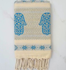 Fouta khomsa bleu azur