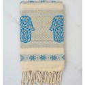 Fouta khomsa bleu azur