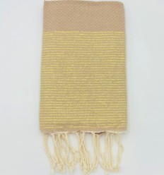 Fouta Lurex Doré Nid d'Abeille Beige Sable