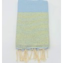 Sky Blue Gold Lurex Honeycomb Fouta