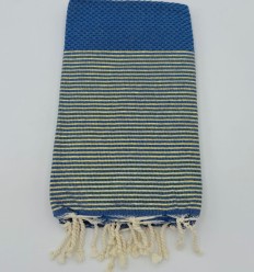 Fouta Lurex Dorado Panal de Abeja Azul