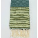 Fouta Lurex Doré Nid d'Abeille Vert Bouteille