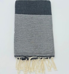 Fouta Lurex Prata Ninho de Abelha Azul Meia-Noite