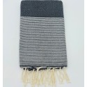 Midnight Blue Silver Lurex Honeycomb Fouta