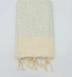 Fouta Blanc Crème Lurex Argent