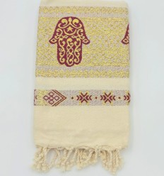 Fouta khomsa rouge bordeaux
