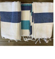Fouta bleu et bleu azur doublée éponge 2