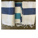 Fouta bleu et bleu azur doublée éponge