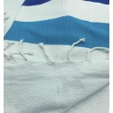 Fouta bleu et bleu azur doublée éponge
