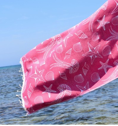 Fouta Fidji rose fuchsia