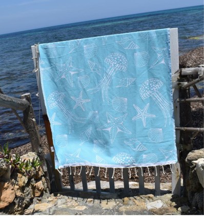 Fouta Fidji bleu turquoise