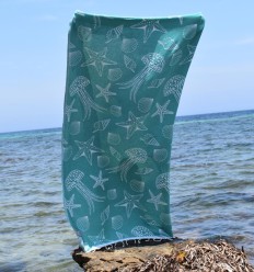 Fouta Étoile de mer vert Sarcelle