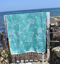 Fouta Étoile de mer vert Sarcelle 2