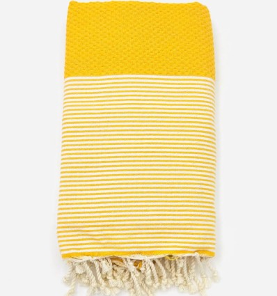 Grande fouta nid d'abeille jaune foncé