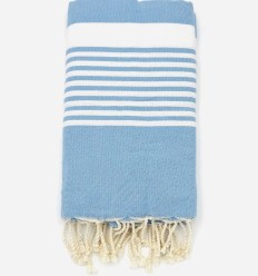 Jeté bleu roi clair avec rayures