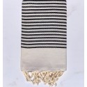 Fouta nid d'abeille zèbre blanc crème et noir
