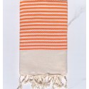 Fouta nid d'abeille zebre corail
