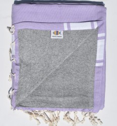 Fouta parme doublée éponge grise 2