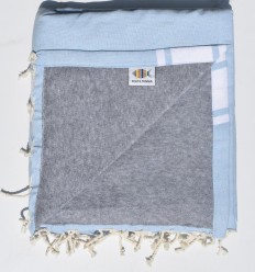 Fouta bleu clair doublée éponge grise 2