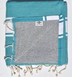 Fouta vert sarcelle doublée éponge grise 2