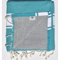 Fouta vert sarcelle doublée éponge grise