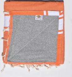 Fouta orange doublée éponge grise