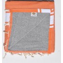 Fouta orange doublée éponge grise