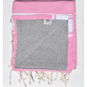 Fouta rose doublée éponge grise