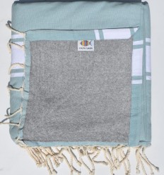 Fouta bleu givré doublée éponge grise