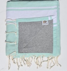 Fouta vert d'eau doublée éponge grise