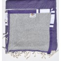 Fouta mauve doublée éponge grise