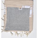 Fouta beige doublée éponge grise