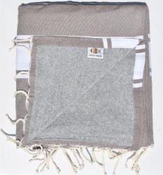 Fouta taupe doublée éponge grise 2