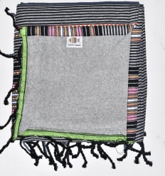 Fouta multicolore doublée éponge grise