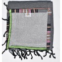 Fouta multicolore doublée éponge grise
