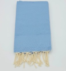Fouta nid d'abeille unie bleu roi clair - FOUTA TUNISIA