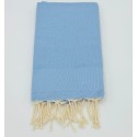 Fouta nid d'abeille unie bleu roi clair - FOUTA TUNISIA