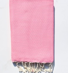 Fouta nid d'abeille unie rose clair