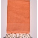Fouta nid d'abeille unie orange