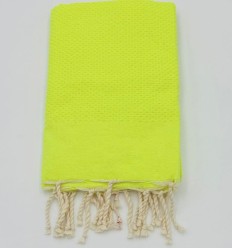 Fouta nid d'abeille unie vert fluo