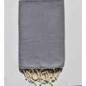 Fouta nid d'abeille unie gris moyen