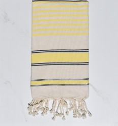 Fouta blanc crème, jaune et noir