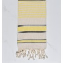 Fouta blanc crème, jaune et noir