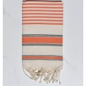 Fouta blanc crème, orange et noir